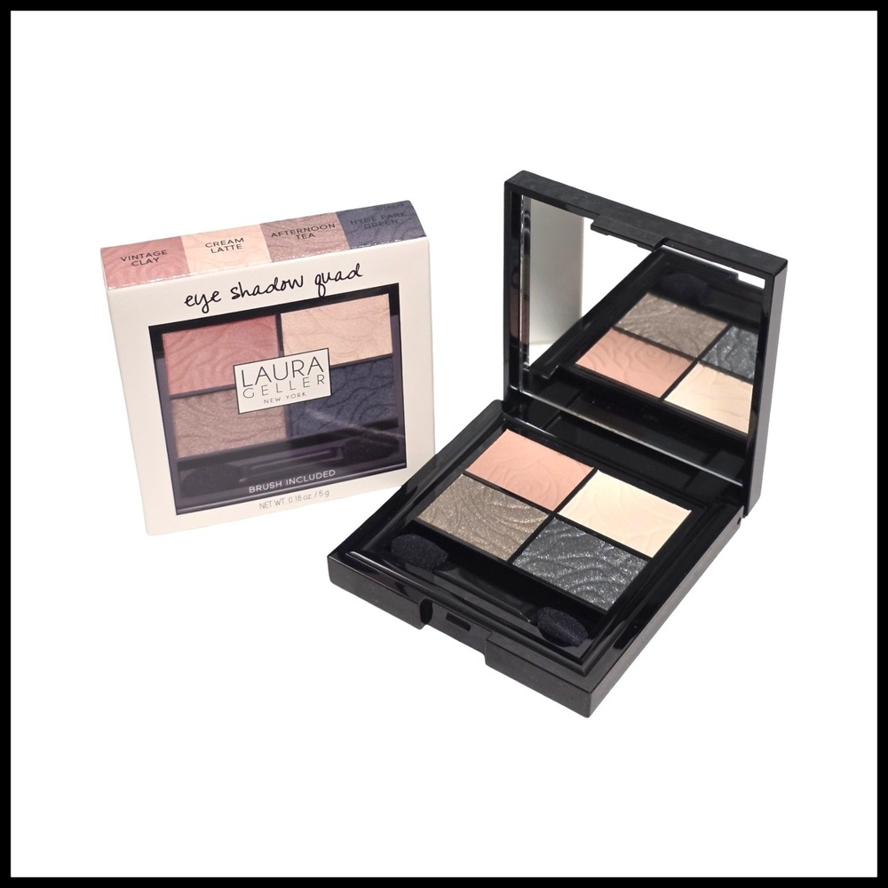 Laura Geller New York Eye Shadow Quad Vintage Clay Cream Latte Hyde Park Green